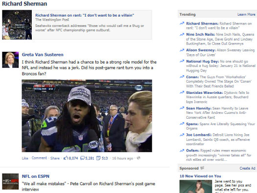 Facebook Trending Topic Page